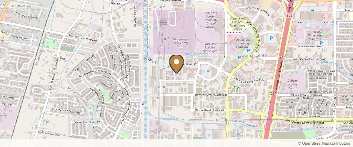 Map showing Plastic Surgery Institute of New Mexico- Drs. Chen, Knotts, Wu in Albuquerque, New Mexico