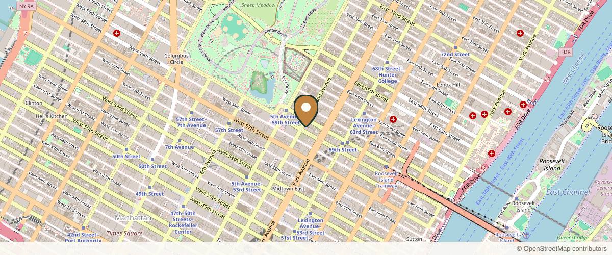 Map showing Plastic Surgery NYC: Dr. Gordon Andan New York Surgical Arts in Manhattan, New York
