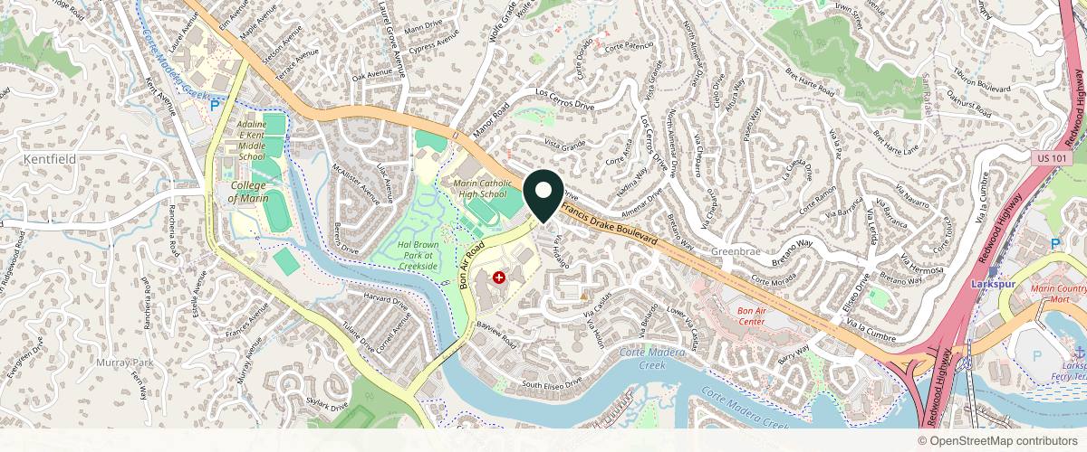 Map showing Plastic Surgery Specialists in Mill Valley, California