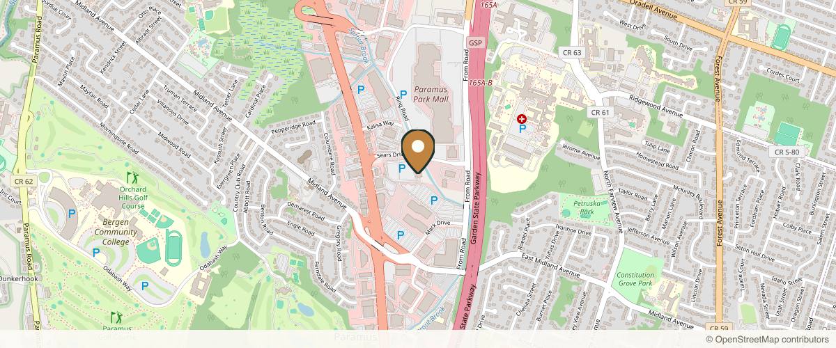 Map showing Plastic Surgery Specialists of New Jersey: Frank J. Ferraro, MD in Jersey City, New Jersey