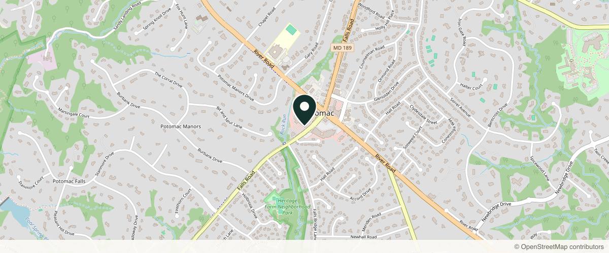 Map showing Potomac Dermatology & Skincare Center in Rockville, Maryland