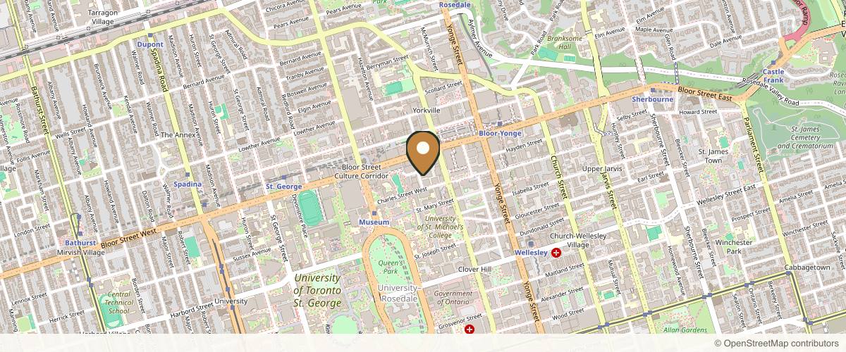 Map showing Power Plastic Surgery in Toronto, Ontario