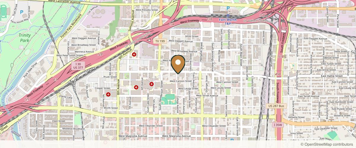 Map showing Precision Plastic Surgery in Fort Worth, Texas