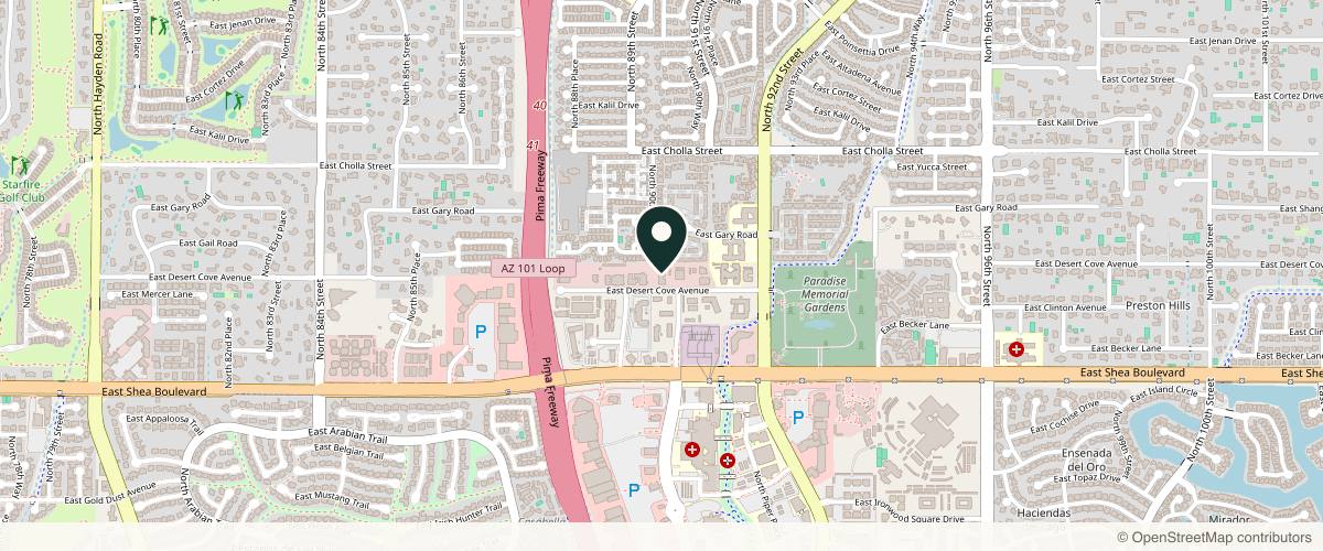 Map showing Preferred Plastic Surgery in Scottsdale, Arizona