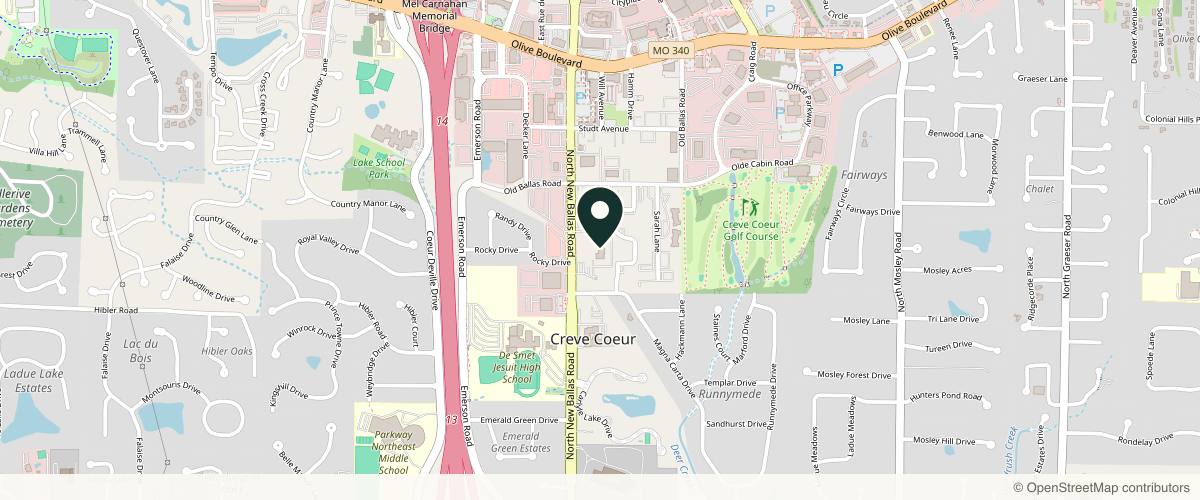 Map showing Premier Dermatology - Jeff Reed, MD in St. Louis, Missouri
