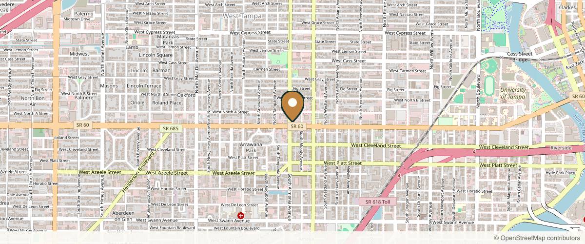 Map showing PREMIERE Center for Cosmetic Surgery Tampa in Tampa, Florida