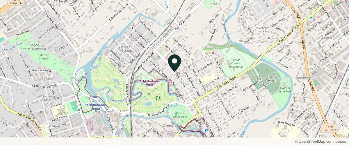 Map showing Prestige Cosmetic Surgery in New Braunfels, Texas
