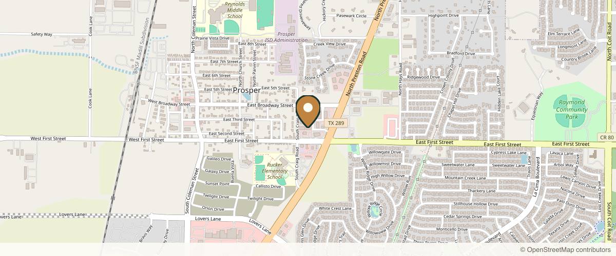 Map showing Prosper Plastic Surgery in McKinney, Texas