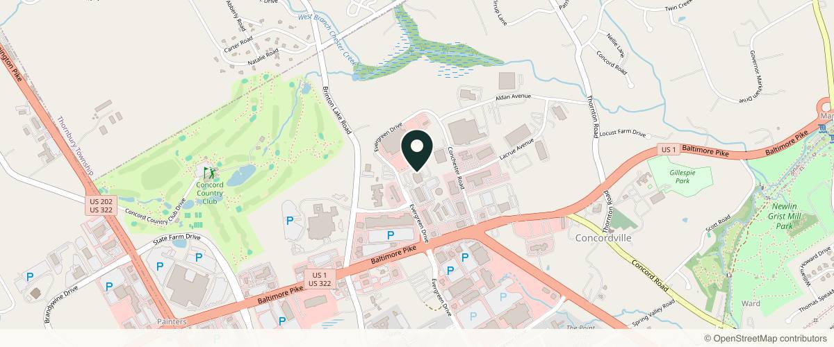 Map showing Providence Facial Plastic and Cosmetic Surgery - Glen Mills in Philadelphia, Pennsylvania