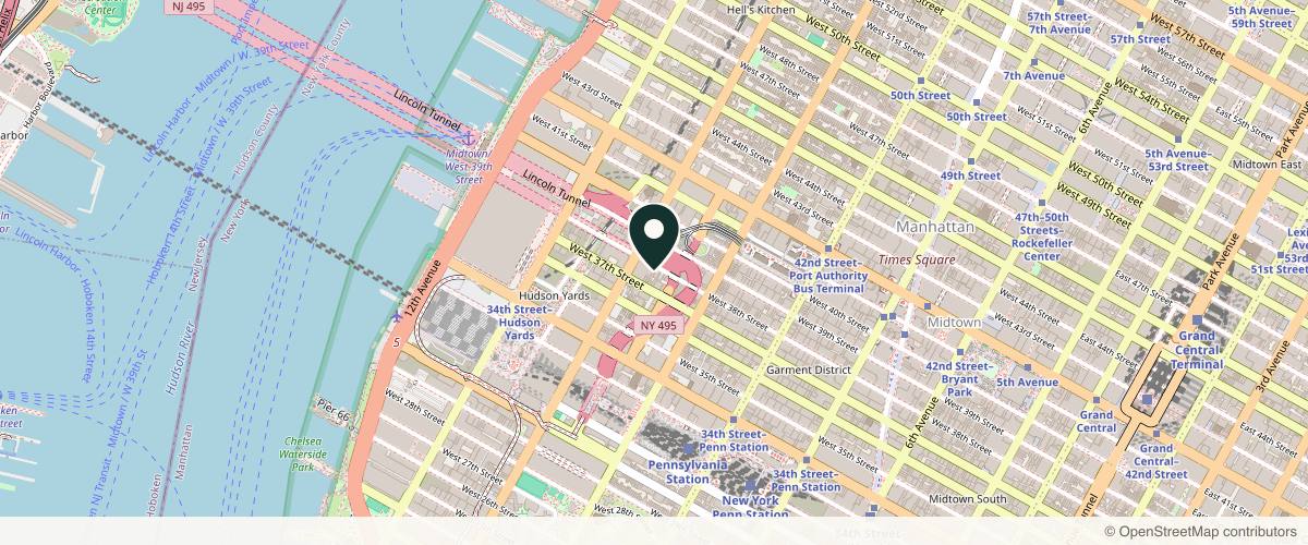 Map showing Pura Dermatology Hudson Yards: Dermatologist NYC, Botox, Juvederm, Dysport, Acne Treatment, Scar Removal in New York, New York