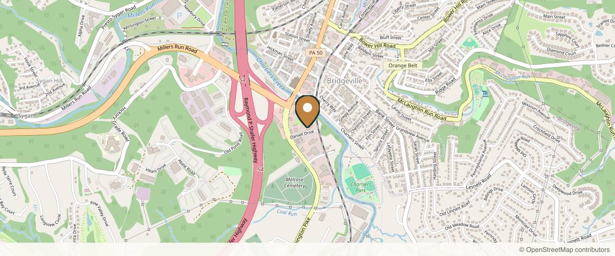 Map showing Radiance At Fluhme Bridgeville | Radiance Plastic Surgery in Pittsburgh, Pennsylvania