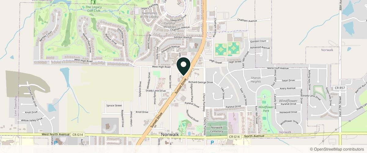 Map showing RC Dermatology Norwalk in Des Moines, Iowa
