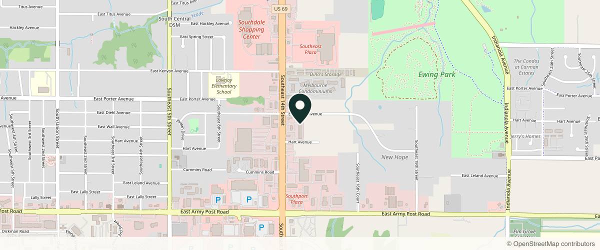 Map showing RC Dermatology South Des Moines in Des Moines, Iowa