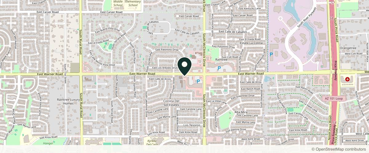 Map showing Red Mountain Dermatology in Chandler, Arizona