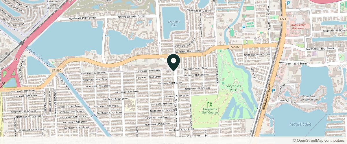 Map showing Red Rose Cosmetic and Surgical Arts in Miami Beach, Florida