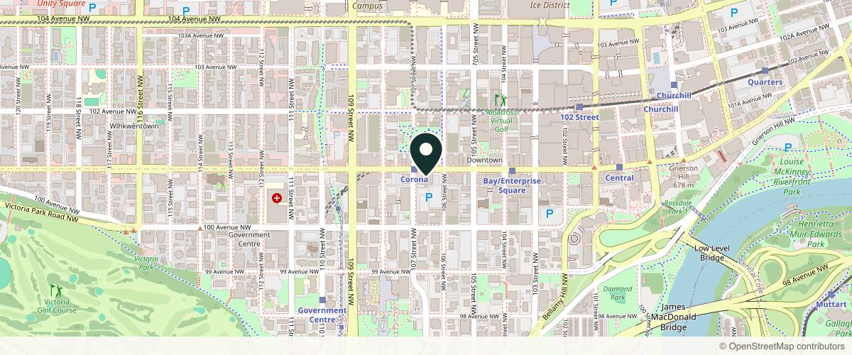 Map showing Rejuvenation Dermatology Clinic - Downtown in Edmonton, Alberta