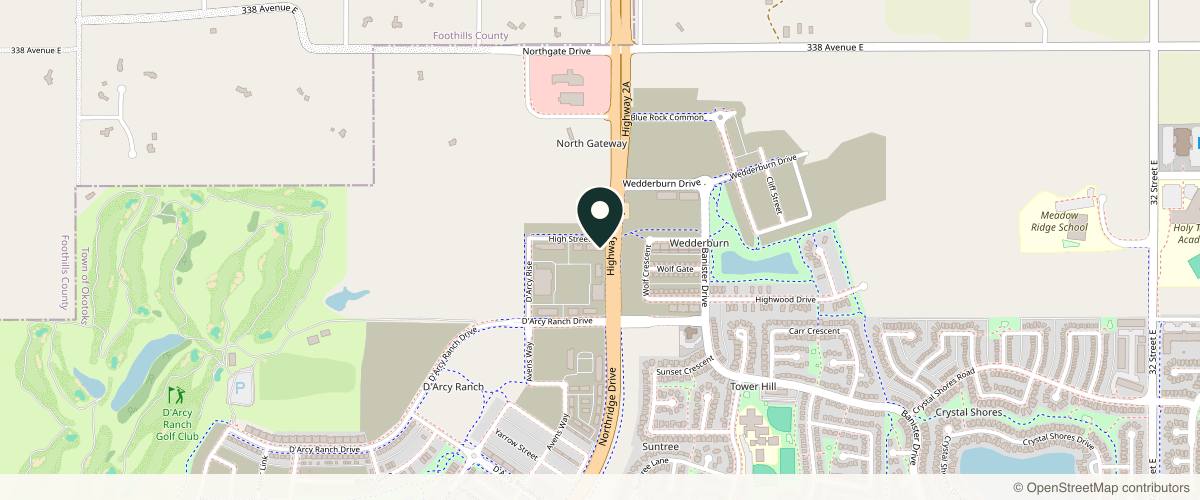 Map showing Rejuvenation Dermatology Clinic Okotoks in Calgary, Alberta