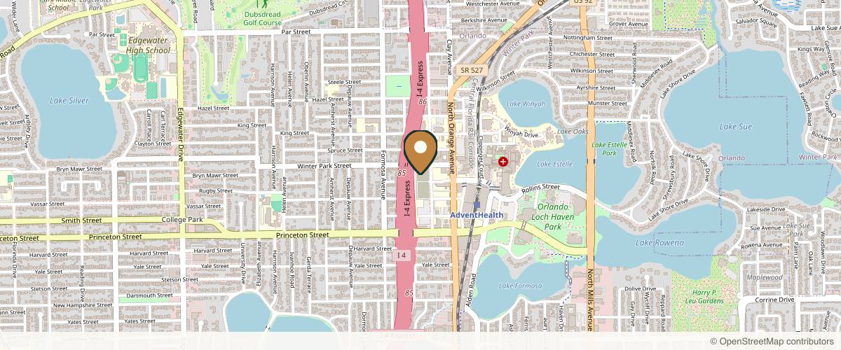 Map showing Richard Klein, MD, MPH, CLT-LANA, FACS in Orlando, Florida