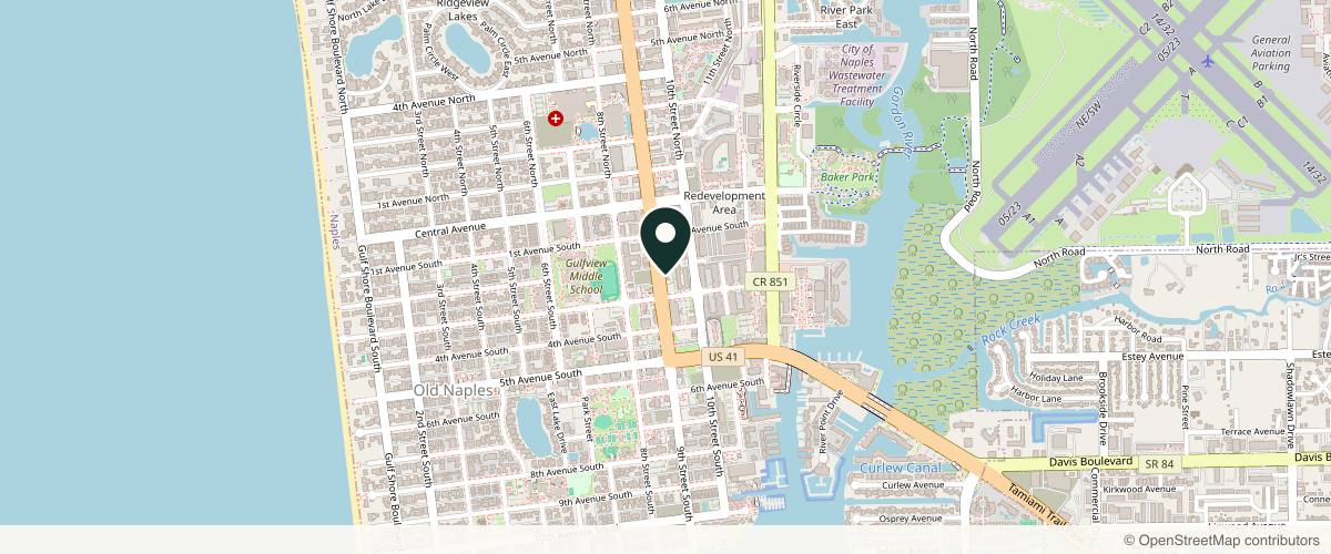 Map showing Riverchase Dermatology - Naples Downtown in Naples, Florida