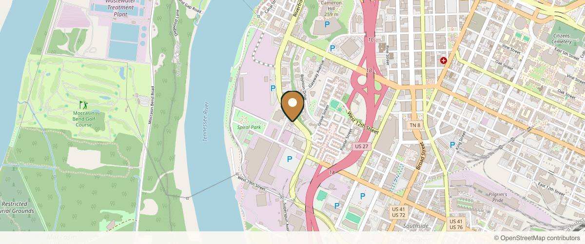 Map showing Riverfront Surgery Center in Chattanooga, Tennessee