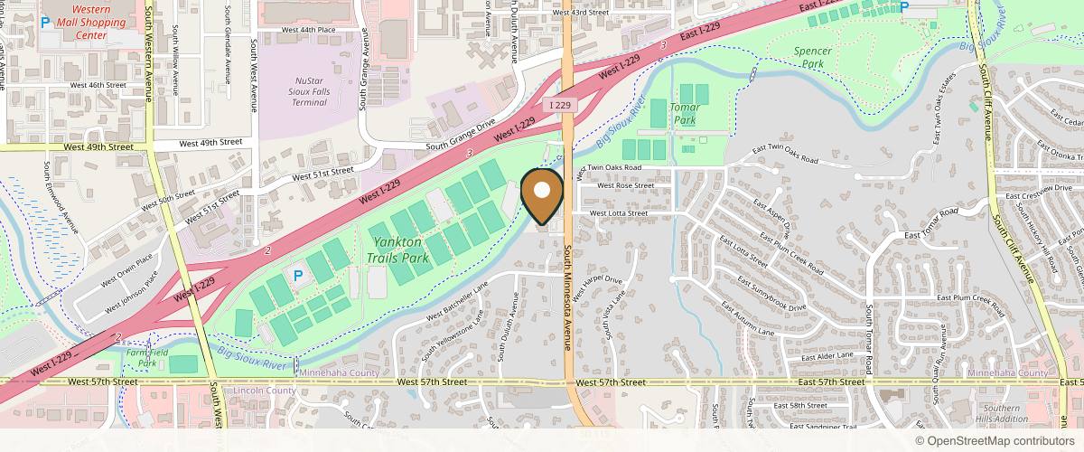 Map showing Rivers Edge Aesthetic Surgery in Sioux Falls, South Dakota