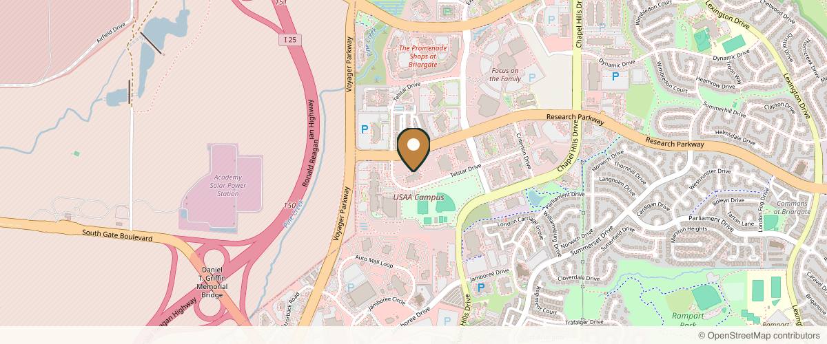 Map showing Robert Andrews Medical Aesthetics - Colorado Springs in Colorado Springs, Colorado