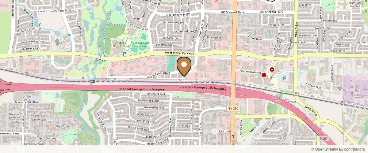 Map showing Roberts Cosmetic Surgery in Plano, Texas