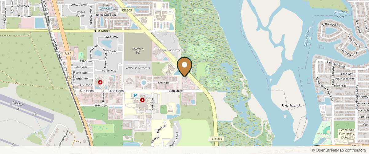 Map showing Rosato Plastic Surgery Center in Vero Beach, Florida