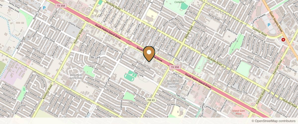 Map showing Rose Cosmetic Surgery Center - J. Keith Rose, MD in Corpus Christi, Texas