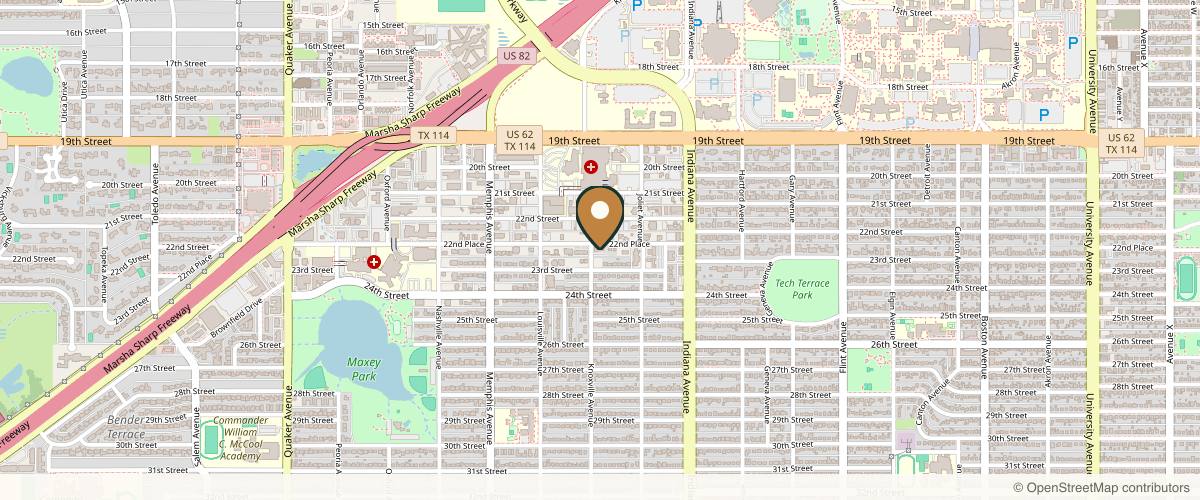 Map showing Rowley Plastic Surgery, Jane Rowley MD in Lubbock, Texas