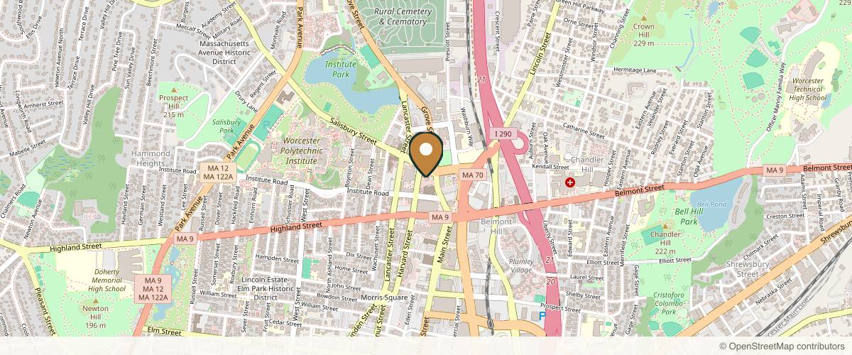Map showing Salisbury Plastic Surgery - Dr. Deborah Ekstrom in Worcester, Massachusetts