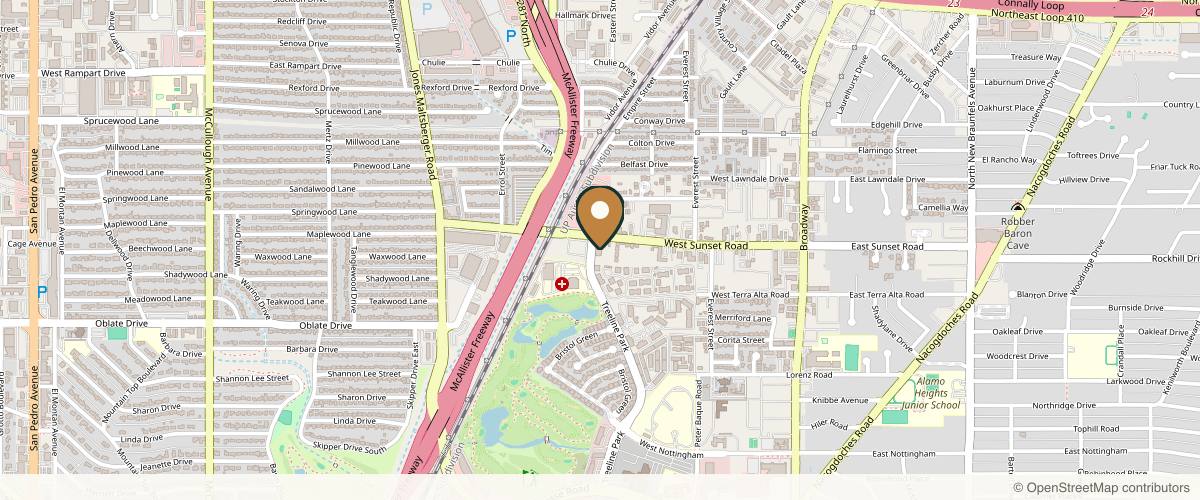 Map showing San Antonio Plastic Surgery Institute - Decherd & Isakson in San Antonio, Texas