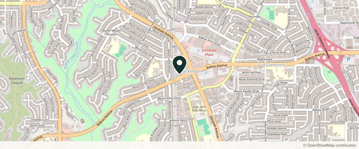 Map showing San Diego Family Dermatology Clairemont in San Diego, California