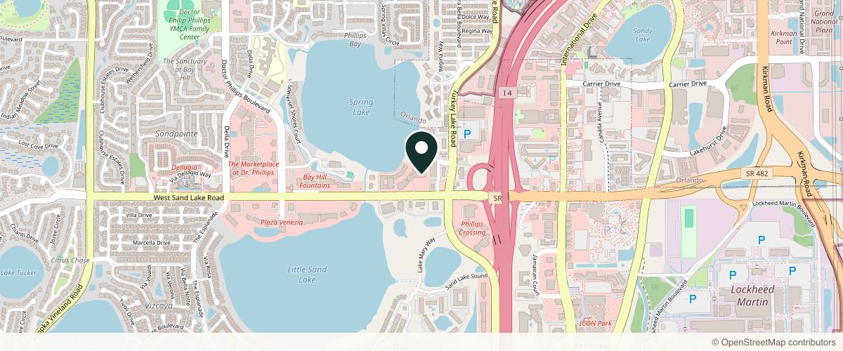Map showing Sand Lake Dermatology Center in Orlando, Florida