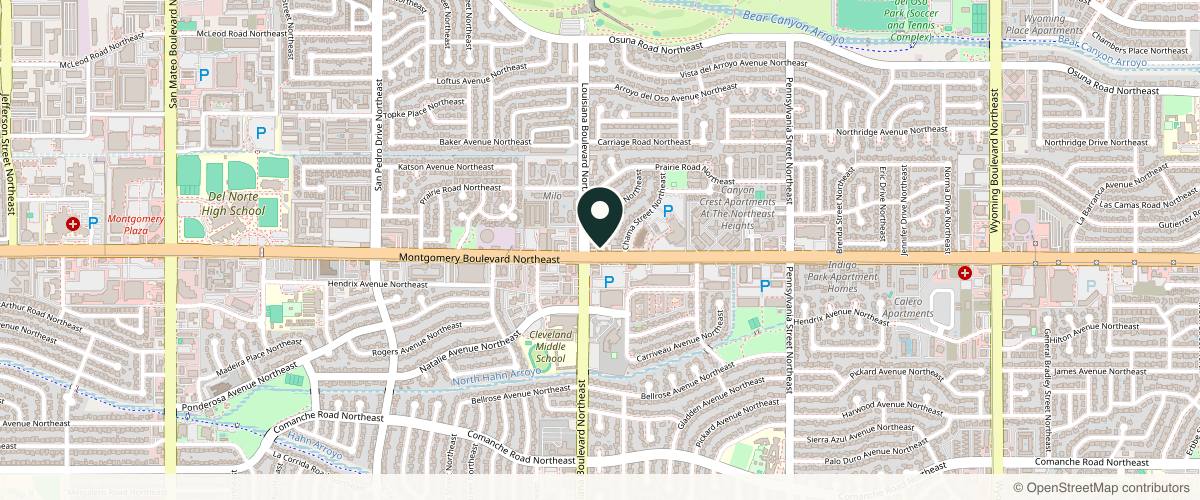 Map showing Sandia Cosmetic Facial Surgery in Albuquerque, New Mexico