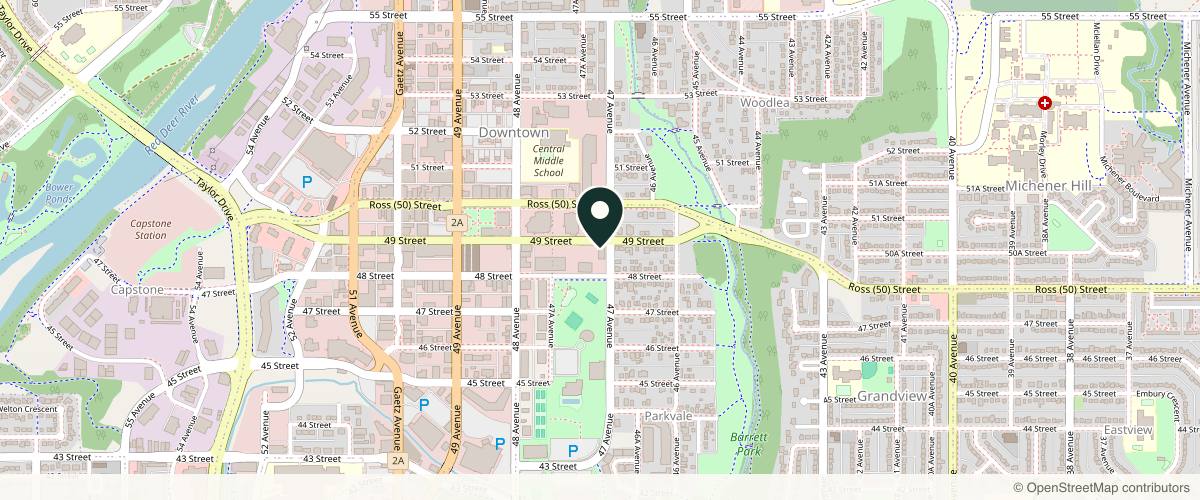 Map showing Sapphires Aesthetics Spa in Red Deer, Alberta