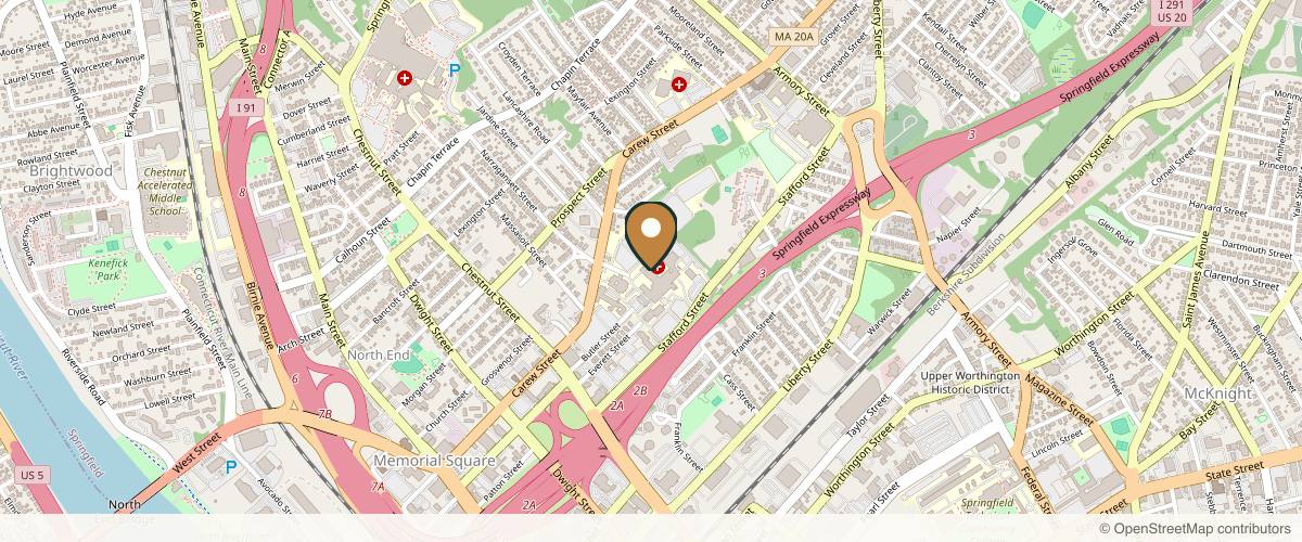 Map showing Sarah McPartland, MD in Springfield, Massachusetts