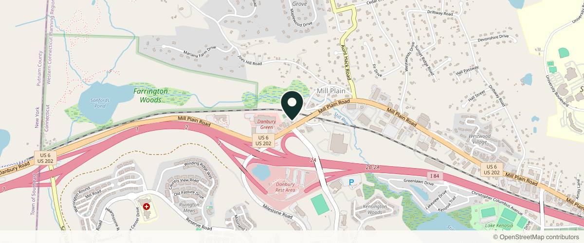 Map showing Satchi MD Med Spa, Mahalingam Satchi, MD (Candlewood Aesthetics) in Danbury, Connecticut