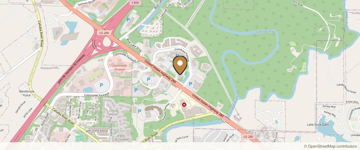 Map showing Schaffer Plastic Surgery: Dr. Christopher J. Schaffer in Birmingham, Alabama