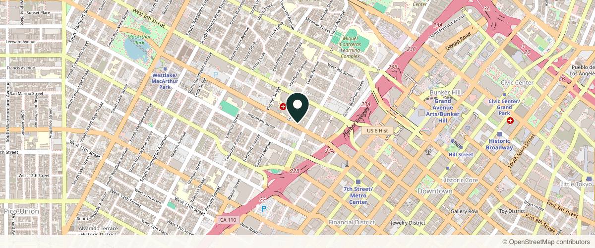 Map showing Schweiger Dermatology Group - DTLA in Los Angeles, California
