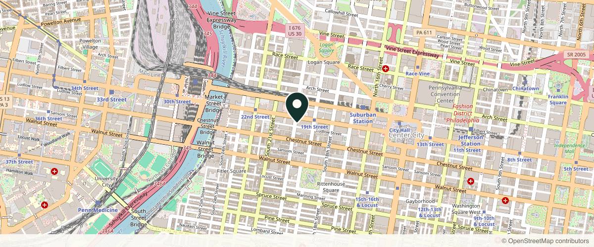 Map showing Schweiger Dermatology Group - Market Street - Rittenhouse in Philadelphia, Pennsylvania