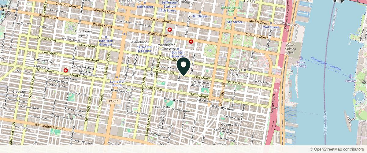 Map showing Schweiger Dermatology Group - Pine Street in Philadelphia, Pennsylvania