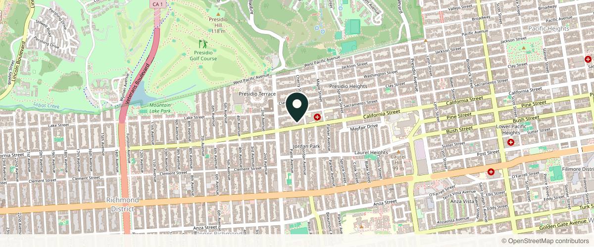 Map showing Schweiger Dermatology Group - SF-Presidio in San Francisco, California