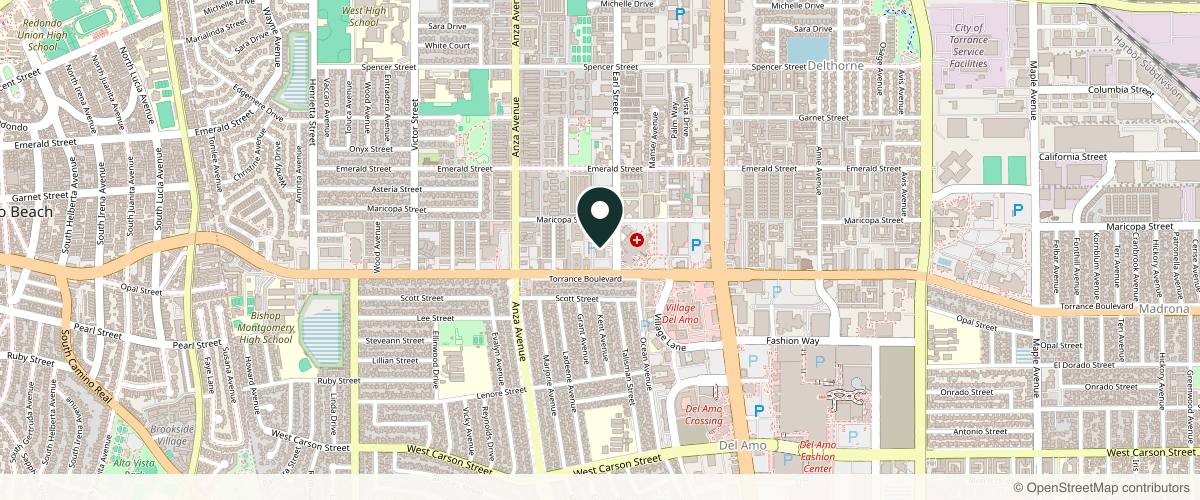 Map showing Schweiger Dermatology Group - Torrance Beach Cities in Torrance, California