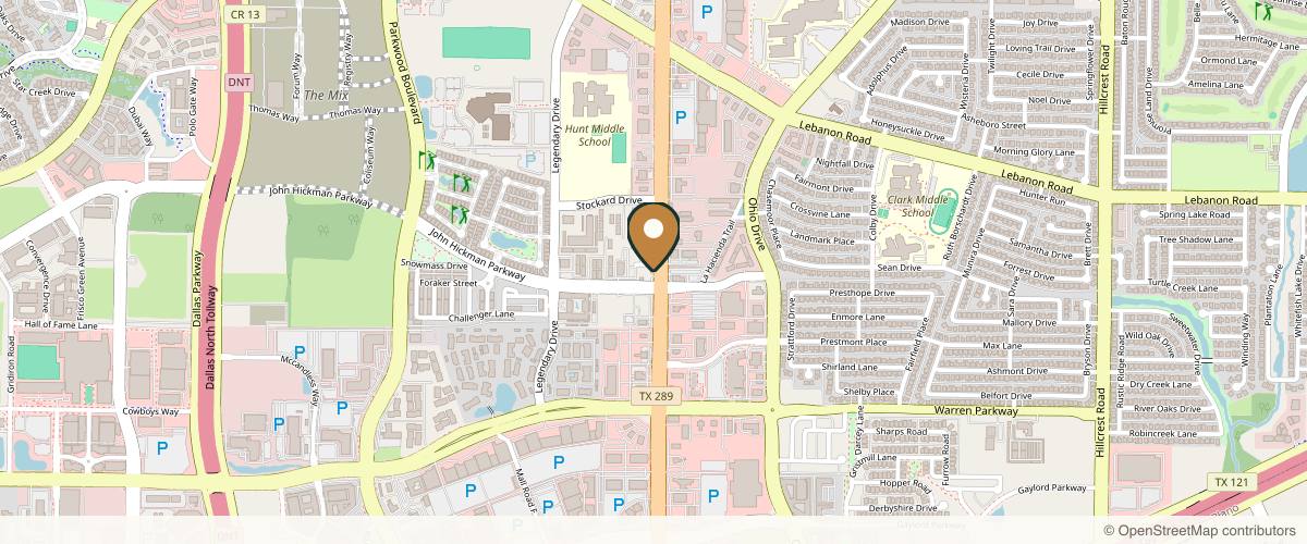 Map showing SCULPT Aesthetic Center in Frisco, Texas