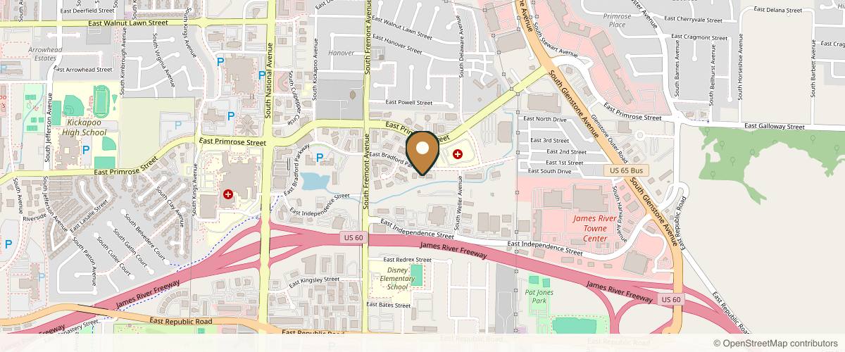 Map showing Shah Plastic Surgery in Springfield, Missouri