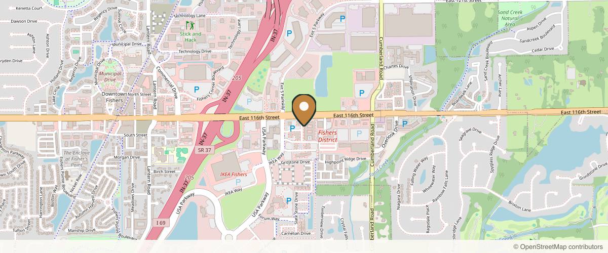 Map showing SHarper Surgery, Spa + Salt Lounge in Carmel, Indiana