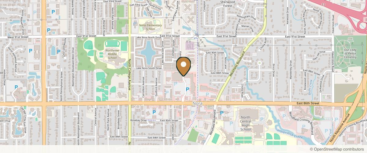 Map showing SHarper Surgery, Spa + Salt Lounge in Indianapolis, Indiana