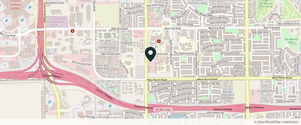 Map showing Skin and Cancer Center of Arizona - CHANDLER in Chandler, Arizona