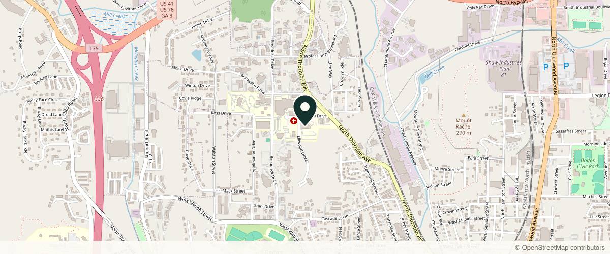 Map showing Skin Cancer & Cosmetic Dermatology Center - Dalton in Chattanooga, Tennessee